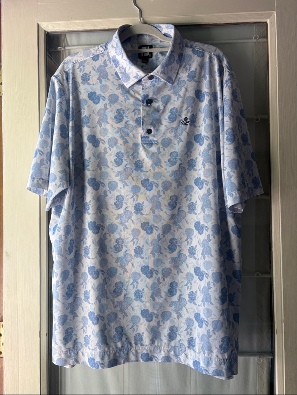 Foot Joy /with marietta Country Club Logo Men's Light Blue Floral Polo Shirt